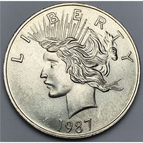 Rare 1987 Peace Dollar Design 1 ozt .999 Silver Trade Unit