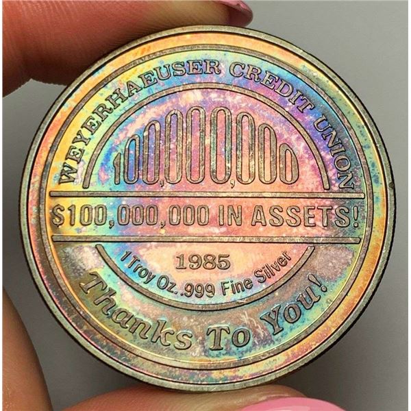 Rainbow 1985 "Weyerhaeuser Credit Union" 1 ozt .999 Silver