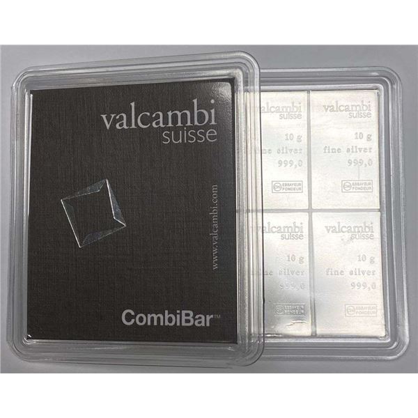 Valcambi Suisse CombiBar 10x10g .999 Silver Bar