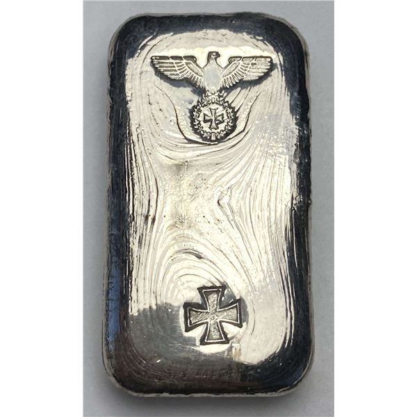 1871 Style Iron Cross German Eagle 100g Hand Poured .999 Silver Bar