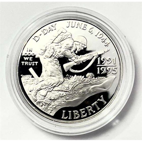 1991-1995-W World War II D-Day Commemorative Proof Silver Dollar