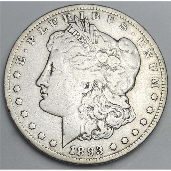 1893-CC Morgan Silver Dollar Fine Details