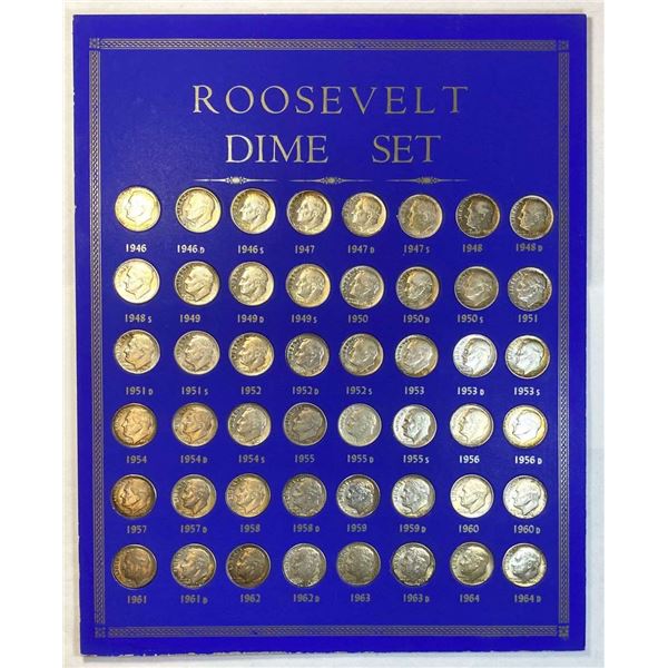1946-1964-D Full Roosevelt Silver Dime Set (48-coins)