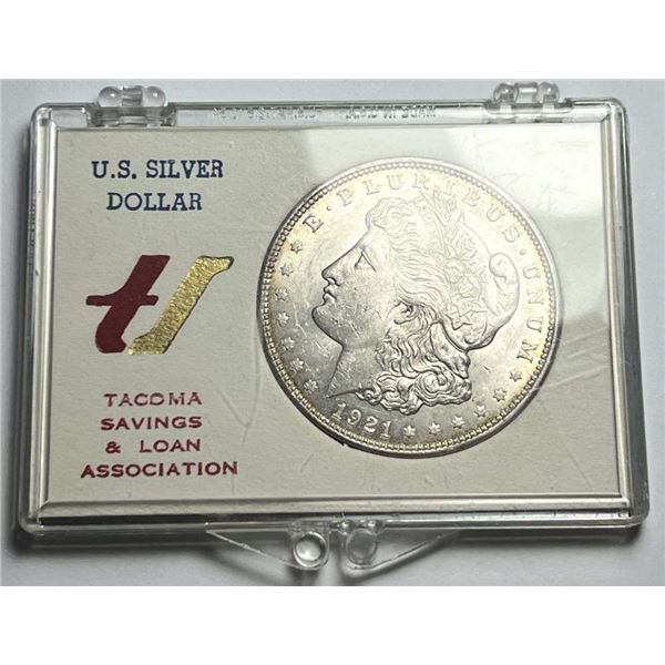 Extremely Rare Tacoma Bank Uncirculated 1921 Morgan Silver Dollar