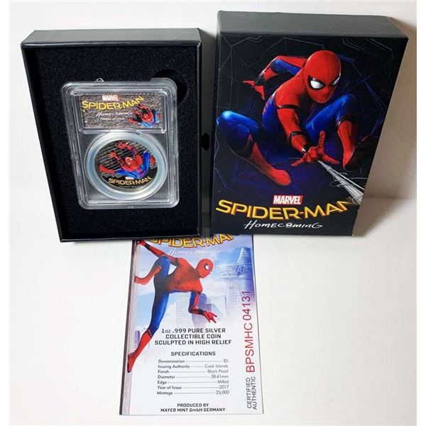 2017 Cook Islands $5 Spider-Man Homecoming 1 ozt .999 Silver PCGS PR69 DCAM
