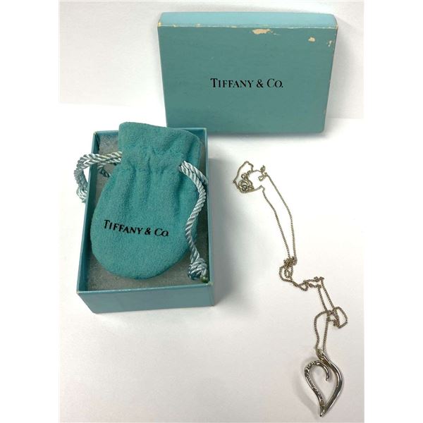 Tiffany & Co. Open Heart Pendant Necklace .925 Sterling Silver