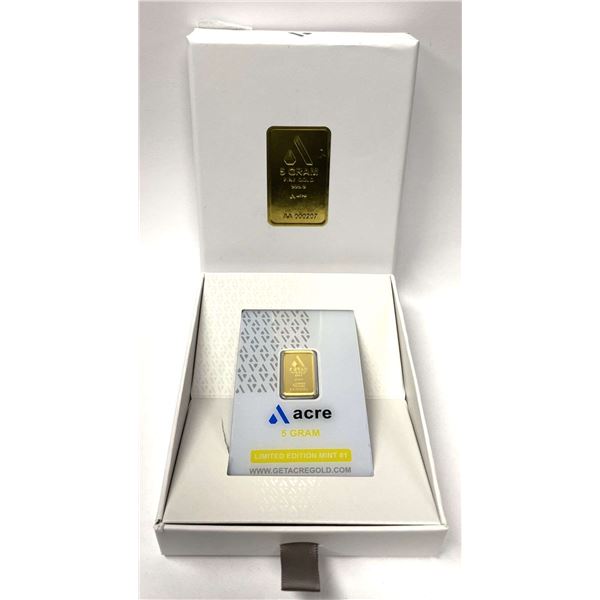 Acre 5 Gram .9999 Gold Bar