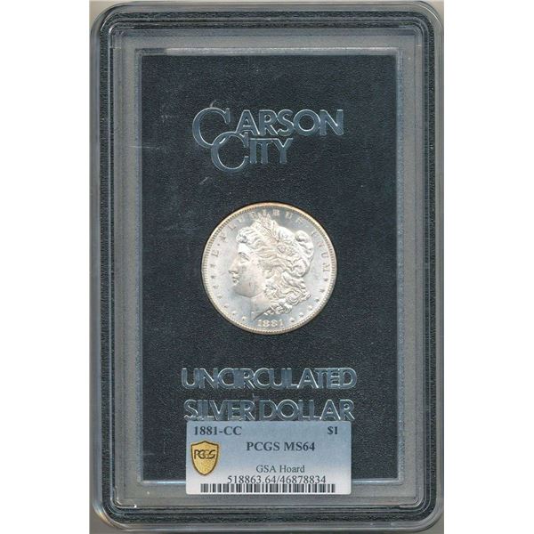 1881-CC Morgan Silver Dollar GSA PCGS MS64
