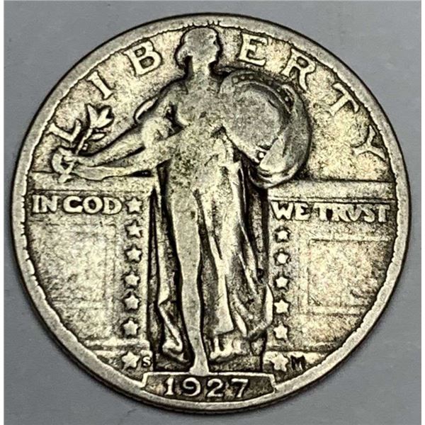 1927-S Standing Liberty Silver Quarter VG8