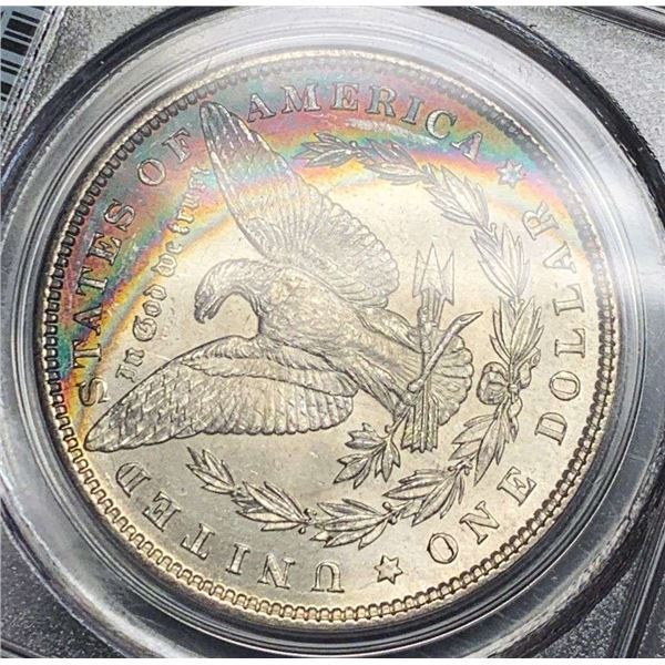Rainbow Toned 1885 Morgan Silver Dollar PCGS MS62