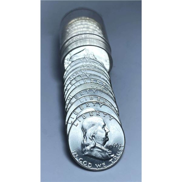 BU Roll (20-coins) 1963 Franklin Silver Half Dollar