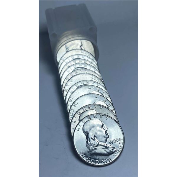 BU Roll (20-coins) 1958 Franklin Silver Half Dollar