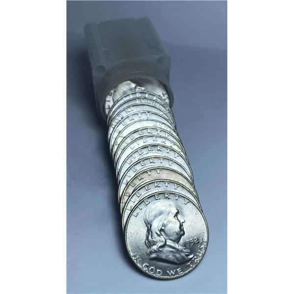 BU Roll (20-coins) 1952-D Franklin Silver Half Dollar