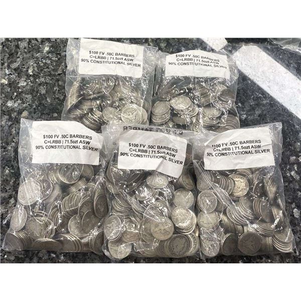 Rare $100 Face Silver Barber Halves 1892-1916