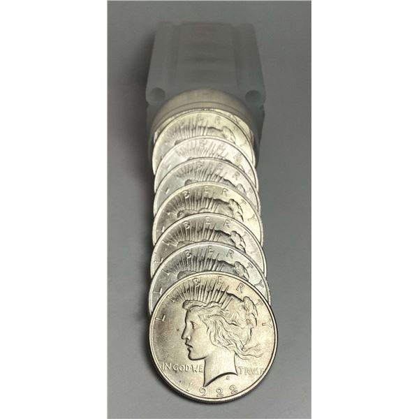 Roll (20-coins) 1922 Peace Silver Dollar BU