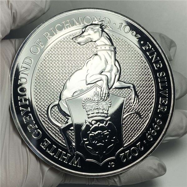 2022 Great Britain White Greyhound Of Richmond 10 ozt .9999 Silver