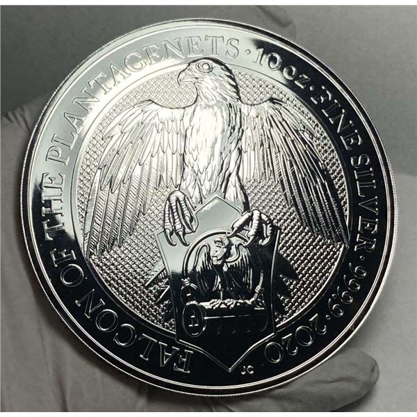 2020 Great Britain Falcon Of The Plantagenets 10 ozt .9999 Silver