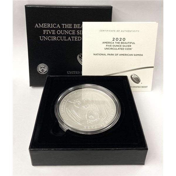 2020-P ATB American Samoa "National Park" 5 ozt .999 Silver OGP