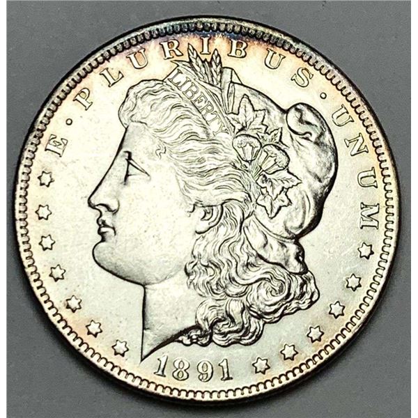 1891-CC Morgan Silver Dollar AU55