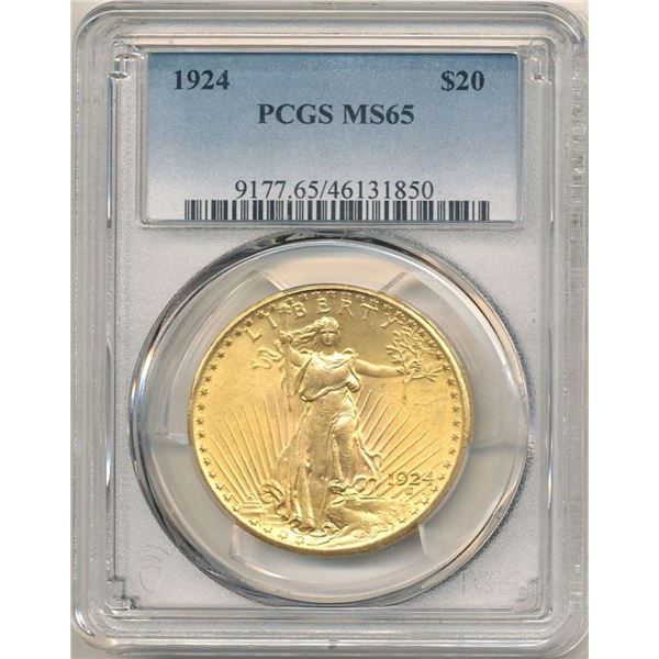 Last Minute! 1924 Gold $20 Saint Gaudens PCGS MS65