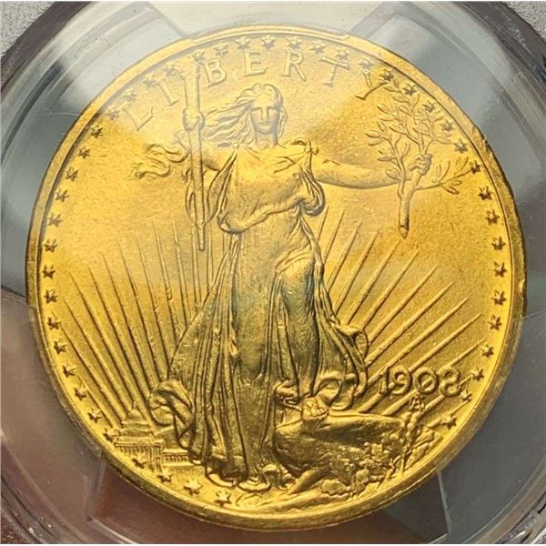 Last Minute! 1908 Gold $20 Saint Gaudens No Motto PCGS MS64
