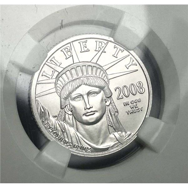Last Minute! Rare 2008 American $25 Eagle .9995 Platinum 1/4 ozt NGC MS70