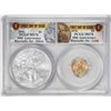 2016 $1 American Silver & $5 Gold Eagle 30th Anniversary Bimetallic Set PCGS MS70 FDOI