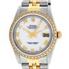 Rolex Mens Two Tone White Roman Diamond Datejust Wristwatch