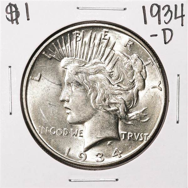 1934-D $1 Peace Silver Dollar Coin