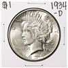 Image 1 : 1934-D $1 Peace Silver Dollar Coin