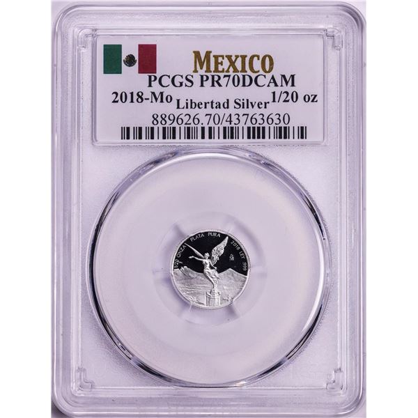 2018-Mo Mexico Proof 1/20 oz Silver Libertad Coin PCGS PR70DCAM