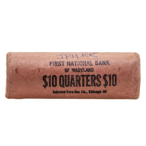 Original Bank Wrapped Roll of (40) Brilliant Uncirculated 1945 Washington Quarter Coins