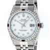 Image 2 : Rolex Mens Stainless Steel Ruby and Diamond Datejust Wristwatch