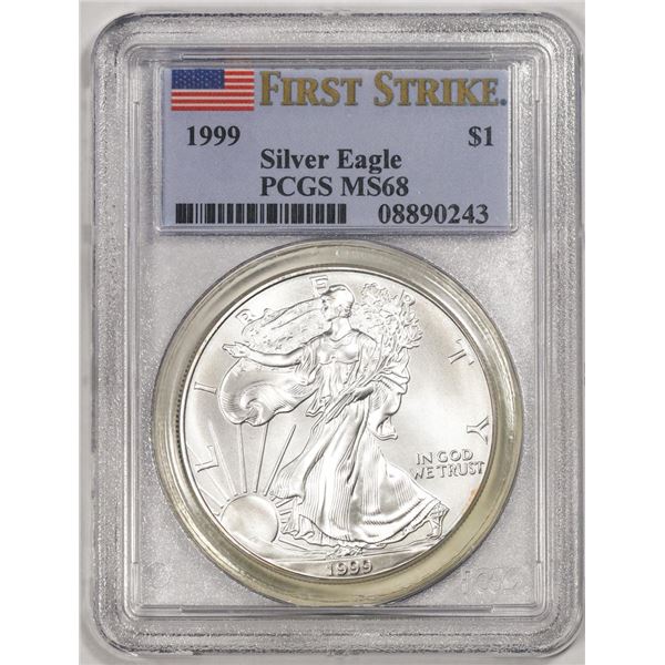 1999 $1 American Silver Eagle Coin PCGS MS68 First Strike