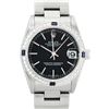 Image 1 : Rolex Ladies Midsize Stainless Steel Black Index Sapphire and Diamond Datejust Wristwatch
