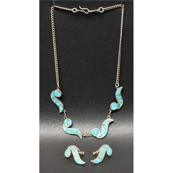 ZUNI INDIAN NECKLACE AND EARRINGS