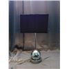 Image 2 : Vintage Chrome Base Orb Shape Lamp and Black Fabric Rectangular Shade