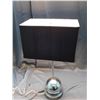 Image 3 : Vintage Chrome Base Orb Shape Lamp and Black Fabric Rectangular Shade