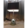 Image 4 : Vintage Chrome Base Orb Shape Lamp and Black Fabric Rectangular Shade