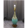 Image 2 : Vintage MCM Drip Pottery Teal Blue Lamp with Metal Base