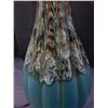 Image 4 : Vintage MCM Drip Pottery Teal Blue Lamp with Metal Base