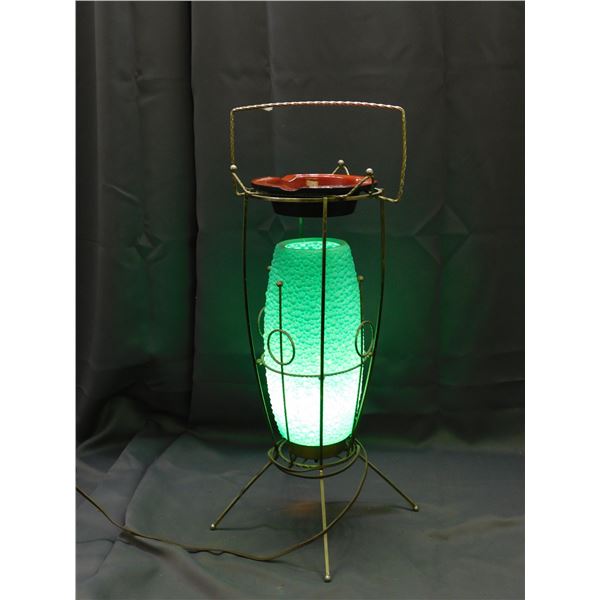 Vintage Turquoise Atomic Bubble Lava Beehive Lamp & Ashtray
