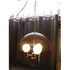 Image 2 : Vintage Swag Chain Hanging Lamp Plastic Half Globe with 3 Bulbs *works* Chrome Accents