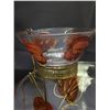 Image 2 : Vintage MCM Glass Chip & Dip Bowl Anchor Hocking Brown & Gold Leaf Pattern