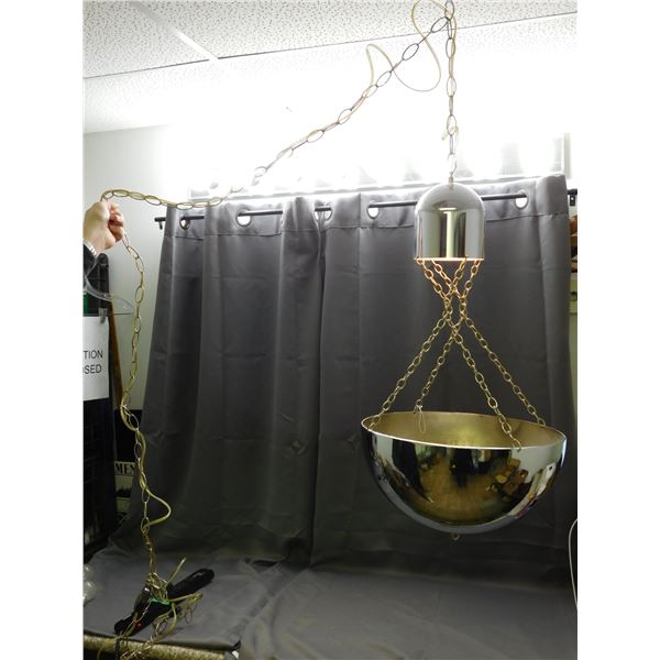Chrome Half Globe Swag Chain Lamp Vintage