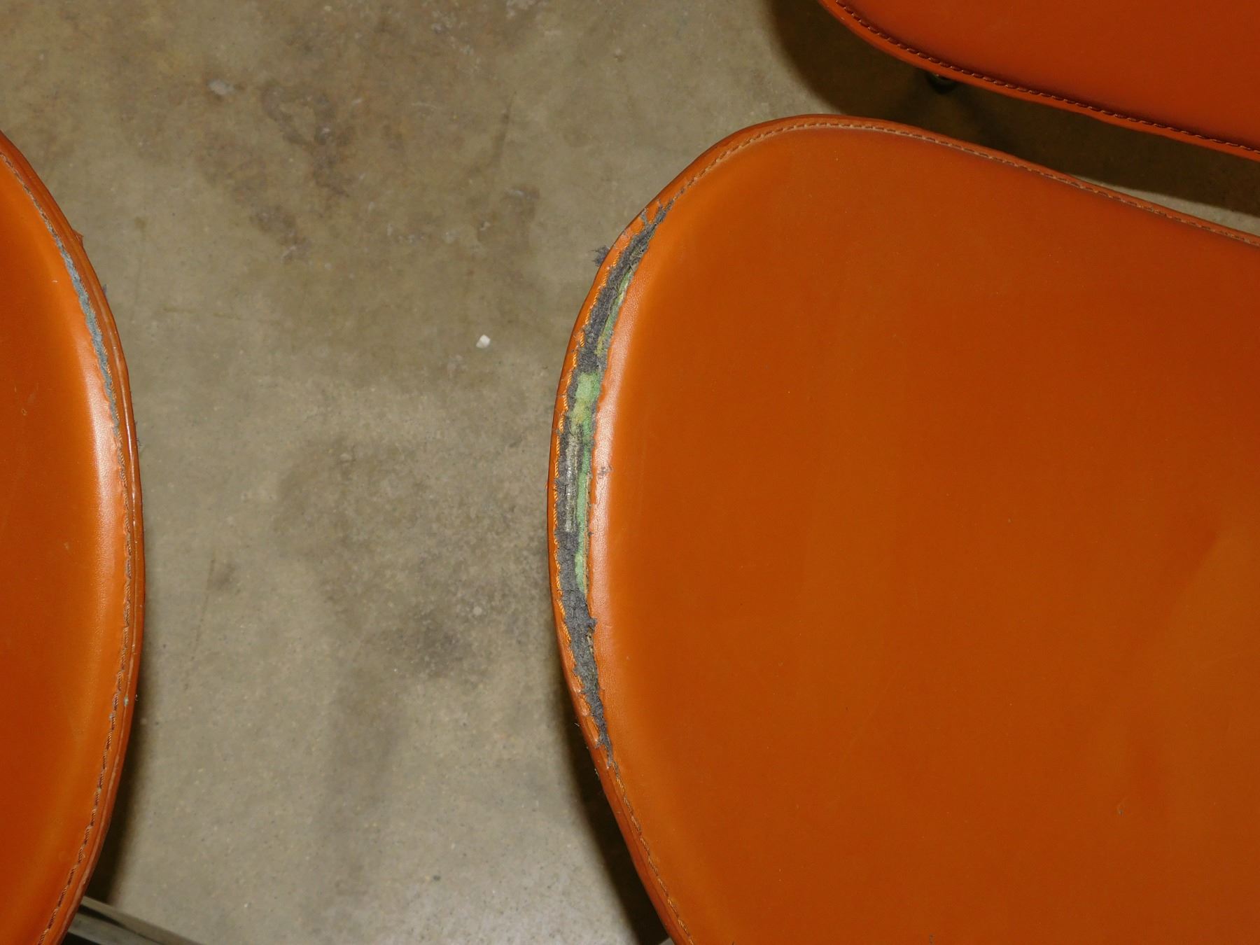 MCM Vintage Pair of Circle Orange Slice / Lips Vinyl Upholstery Chairs