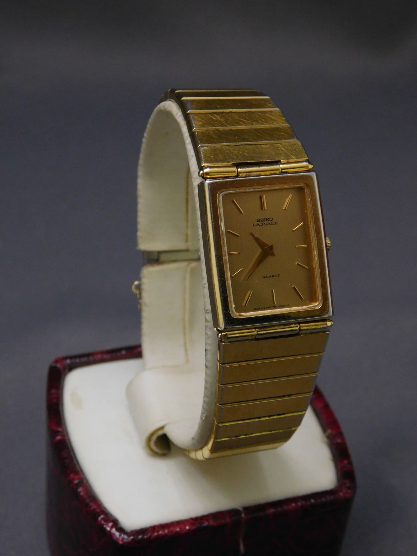 Montre Femme Seiko Lassale Plaquée Or - Cadran Carré Quartz - Années 80 - Occasion Peu Portée