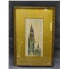 Image 1 : Original Framed Watercolour Painting of Cathedral Church Signed M.B. Antworp 94