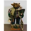 Image 1 : Festive Holiday Moose Figurine Wooden Base Christmas Plushie Decor
