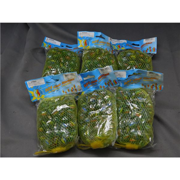 6 Bags of Glass Marbles NEW 101pc in each 606Marbles total.